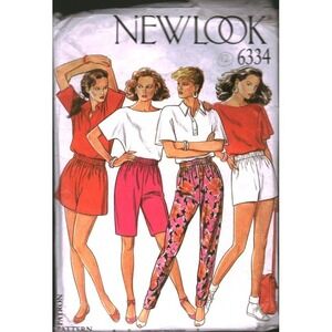 Vintage New Look 6334 Sewing Pattern Womens Trousers Shorts Skirt Size 12